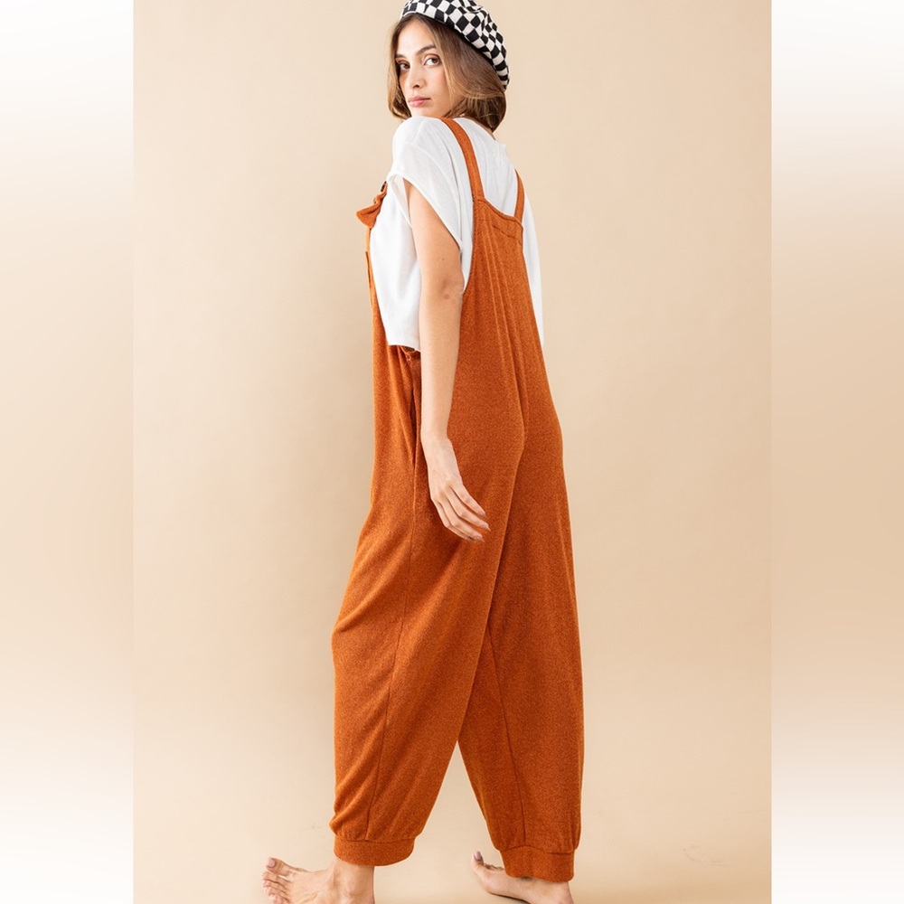 Solid Adjustable Strap Sweater Jumpsuit - Picture 5 of 6